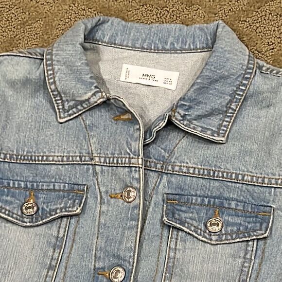 MNG Denim Women’s XS Washed Blue Jean Jacket - Picture 8 of 9